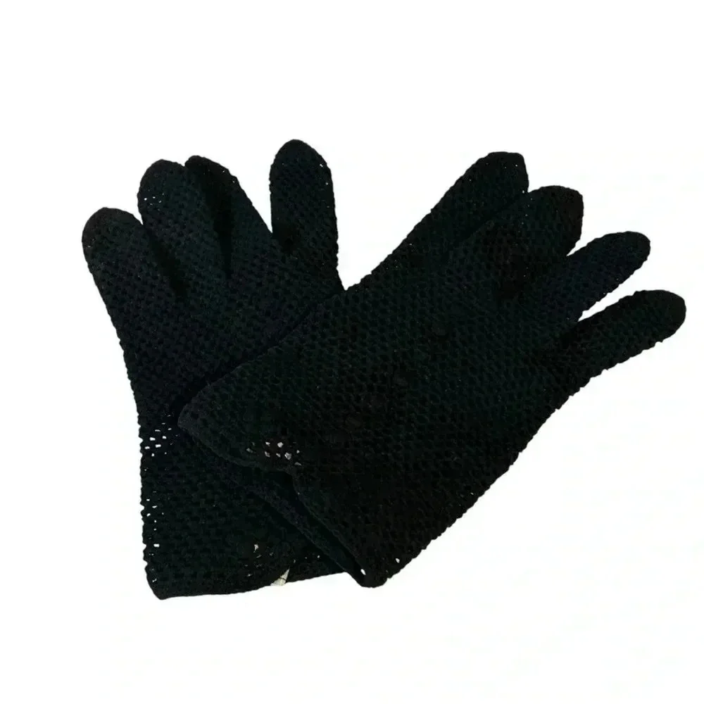 Vintage Italian Crochet Fishnet Gloves by Calvone Elegant Stretch Dress Gloves